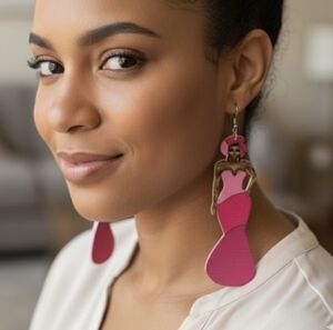 Long earrings with a woman's silhouette, handcrafted earrings, lightweight 9 Cm